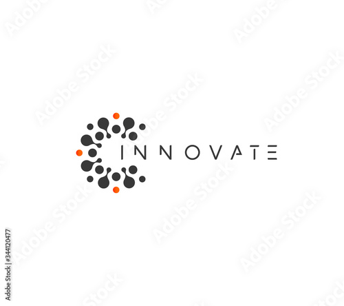 Cuadros en Lienzo Innovate technology startup logo concept, round emblem, solution symbol, isolate