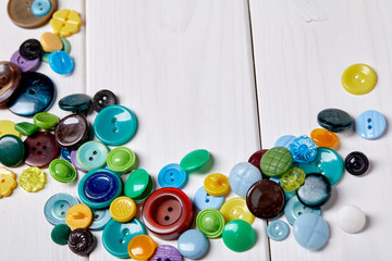 Poster - Background and texture of multicolored antique buttons