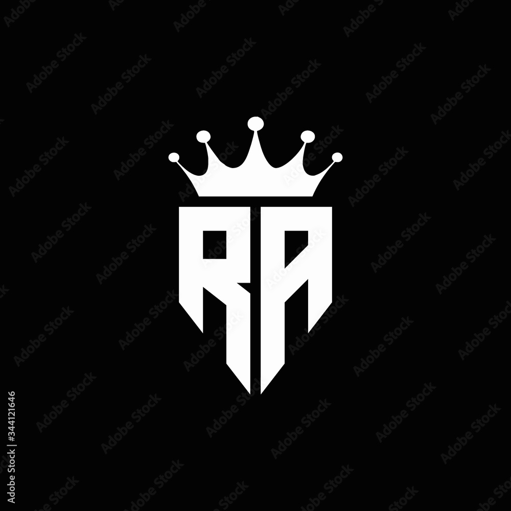 RA logo monogram emblem style with crown shape design template Stock ...