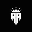 RA logo monogram emblem style with crown shape design template