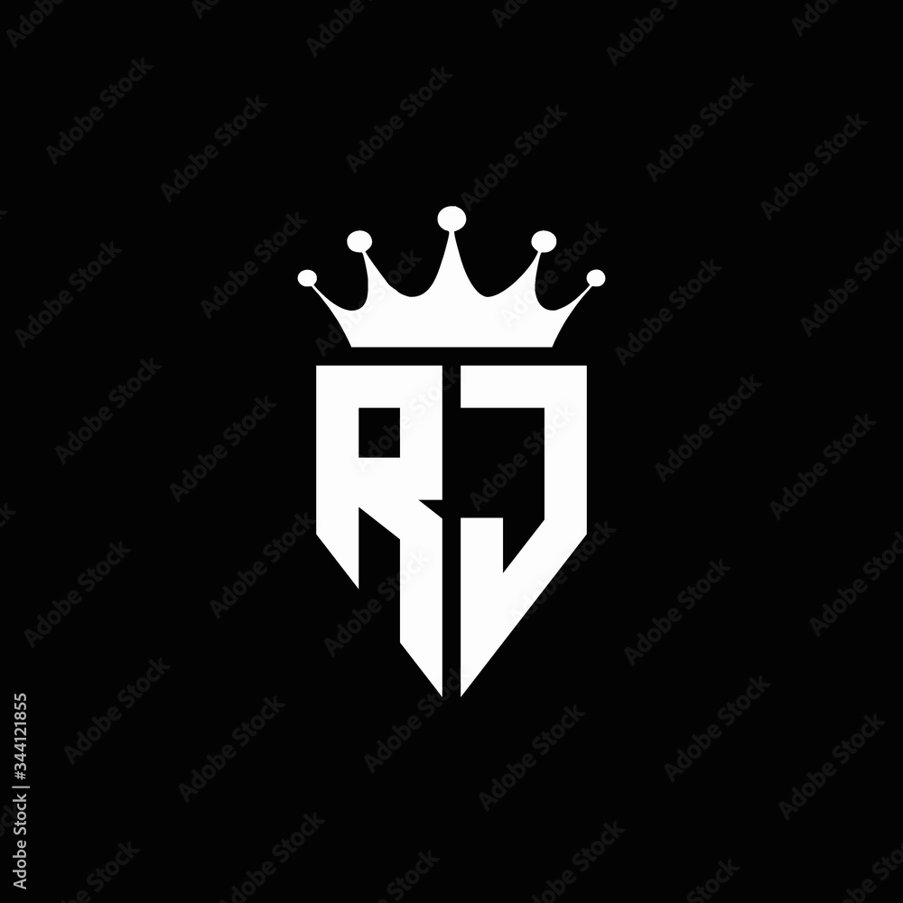 RJ logo monogram emblem style with crown shape design template Stock ...