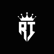 RI Logo Monogram Emblem Style With Crown Shape Design Template