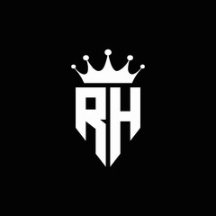 Wall Mural - RH logo monogram emblem style with crown shape design template