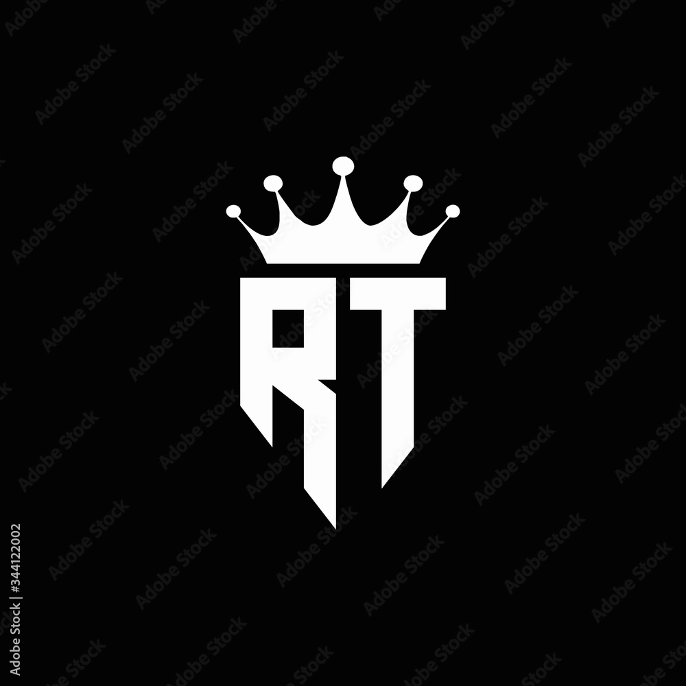 RT logo monogram emblem style with crown shape design template Stock ...