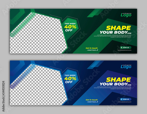 Gym Fitness Banner Template Facebook Cover For Business Promotion Buy This Stock Vector And Explore Similar Vectors At Adobe Stock Adobe Stock
