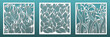 © Amarylle - Laser cut panels with floral pattern. Set of templates for interior design, wall art decor, room divider screens. Wood or metal cutting and carving, fretwork stencils. Vector illustration