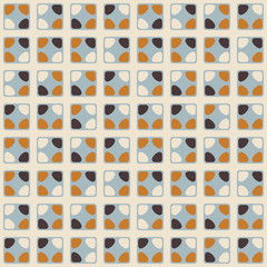 Poster - Geometric seamless pattern. Vector background with simple shapes like semi cirles and squares in neutral muted pastel colors.