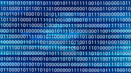 digital code on a dark blue background - image related to computers and information technology.