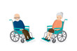© Marina - Two sad old people on wheelchair,unhappy characters isolated