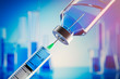 © peterschreiber.media - Syringe and vaccine in front of a laboratory scene