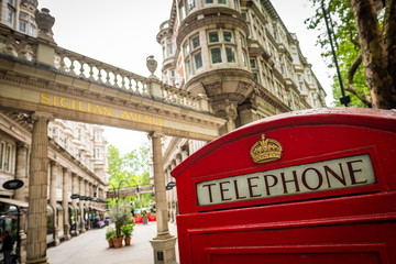 Wall Mural - London street scene of Sicilian Avenue and phone box in Bloomsbury area of West End