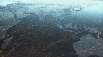 Wall Mural - animation from europe and africa to asia and oceania. 3d illustration of the planet earth. concept i