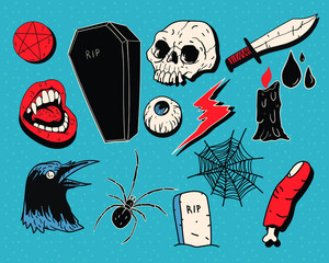 Wall Mural - horror vector illustration set