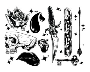 Wall Mural - tattoos hand drawn vector set