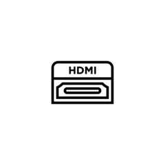 Poster - Hdmi vector icon in outline, linear style isolated on white background