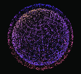 Aufkleber - Dotted sphere, globe made of particles on dark background. Conceptual abstract image of high tech systems, science, cosmic bodies.