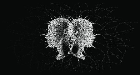 Aufkleber - Silhouette of a human profile with wires going outside the head like the neural networks, axons and dendrites. The subject of mind, mental powers and Artificial intelligence.