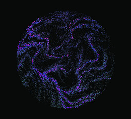 Wall Mural - dotted sphere made with generative art algorithm - perlin gradient simplex noise for texture synthes