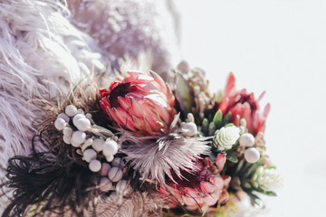 Wall Mural - protea flower wedding wedding bouquet of protea flowers