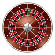 Realistic casino gambling roulette wheel.