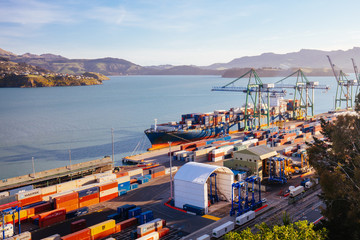 Poster - Lyttleton Shipping Port in New Zealand