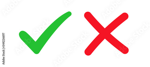 Fotografía Set check mark and cross. Vector illustartion