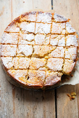 Wall Mural - Orange cake with rhubarb and raspberries 