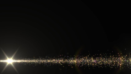 Wall Mural - Lens Flares and Particles space lower thirds 3D illustration background.