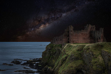 Tantallon castle, north Berwick, dunbar, Scotland, uk with milkyway.