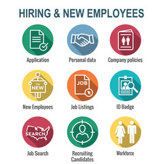 Wall Mural - Hiring and Employees icons - job related images showing hiring