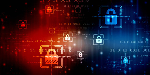2d illustration Safety concept: Closed Padlock on digital background