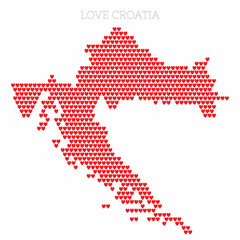 Wall Mural - Croatia country map made from love heart halftone pattern