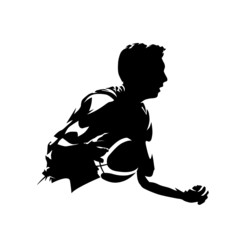 Wall Mural - Basketball player dribbling, isolated vector silhouette. Ink drawing
