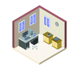 Poster - isometric office room