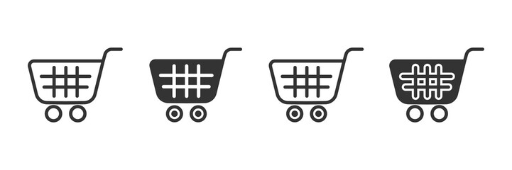 Aufkleber - Shopping cart icons in four different versions in a flat design