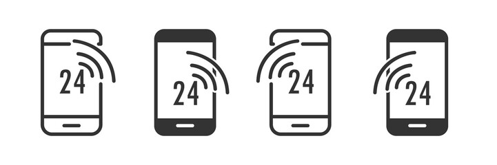 Leinwandbilder - 24h support icons in four different versions in a flat design