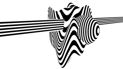 Wall Mural - Abstract 3d black and white illusions. Optical illusion lines background. Horizontal lines stripes pattern or background with wavy distortion effect. Vector illustration.