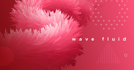 Flowing Fluid. Wave Poster. Red Graphic 