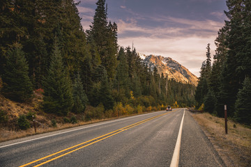 Canvas Print - mountain drive sunset