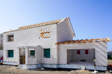 Wall Mural - new two storey residential house under construction