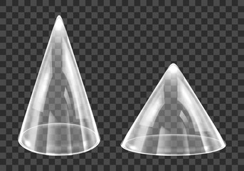 Glass domes. Realistic laboratory and exhibition cases. Vector set  glossy safety domes isolated on transparent background