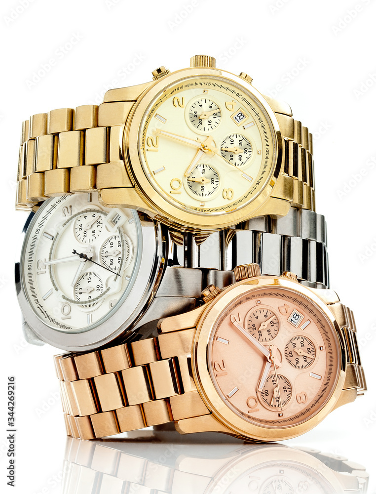 Gold Watch Stack Stack of luxury watches Stock Photo | Adobe Stock