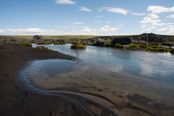 Wall Mural - volcanic landscape water and sky