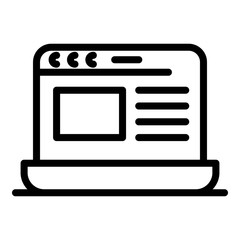Laptop web design icon. Outline laptop web design vector icon for web design isolated on white background