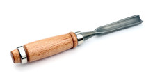 A Chisel Of Wood For Carpentry Isolated On A White Background