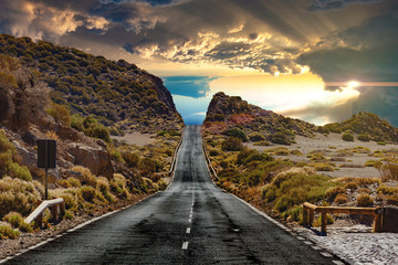 Wall Mural - image related to unexplored road journeys and adventures.road through the scenic landscape to the de