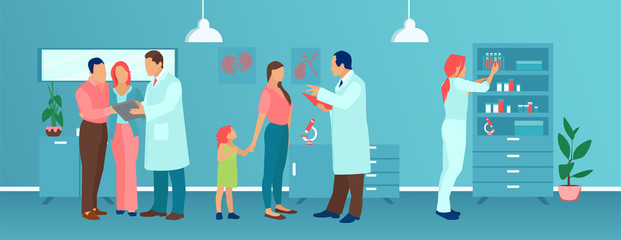 Wall Mural - Vector of medical doctors giving consultations to patients