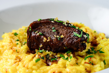 Sticker - fried beef with yellow rice