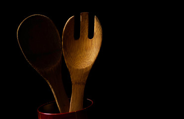 wooden spoon and fork