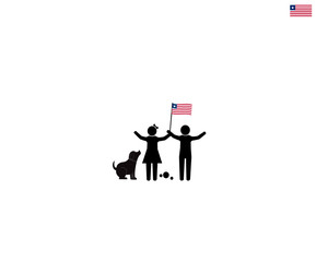 Wall Mural - Liberian children with national flag of liberia, future of Liberia concept, sign symbol background, vector illustration.